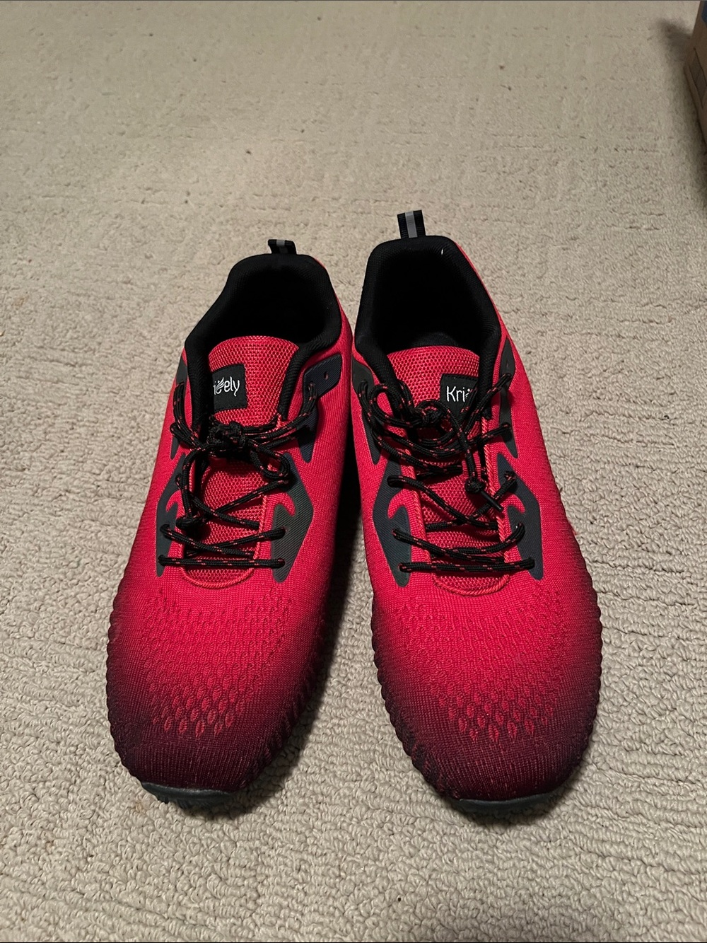 Knit Red Gradient Men’s Sneakers with Black Accents